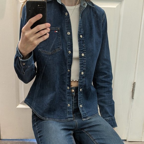 Vintage Tommy Hilfiger Women's Denim Button Shirt - Picture 1 of 10